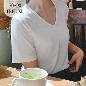 [오늘출발][2타입기본반팔티💛11컬러💙여름] 찰랑 레이온 반팔티 (브이넥,라운드넥,티셔츠,베이직,무지,가둘레),휴양지룩