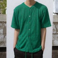 이프엘스 COLLARLESS HALF SLEEVE KNIT CARDIGAN Green