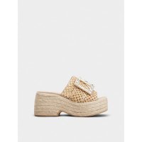 로저비비에 에스파드류 웨지 RHINESTONE BUCKLE ESPADRILLE PLATFORM MULES IN RAFFIA RVW61935020RNK5T97