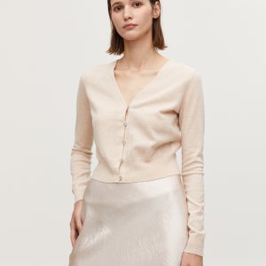 빈스 여성 베이지 멜란지 울캐시미어혼방 가디건