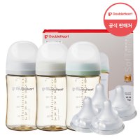 [더블하트] [더블하트] 3세대 240ml 모먼트 트리플팩 (노꼭지)+젖꼭지 4개