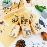 빈티지 동물 곰 사슴 토끼 장식 스탬프 Scrapbooking 편지지에 대 한 나무 고무 스탬프 DIY Craft Standard Stamp