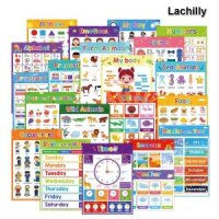 Lachilly 영어 학습 포스터 과일 동물 몸 큰 카드 아기 학교 교실 장식 20 가지 테마 A4