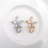 비즈아이 [7342-19]큐빅펜던트 큐빅꽃난집딸랑이 12x17.5mm 1개  OR