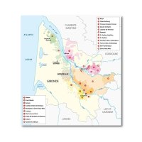보르도의 프랑스 와인 지역지도 포스터 및 인쇄 거실 벽 아트 캔버스 페인팅 스페인 홈 장식  20x20 cm No Frame  PH4306