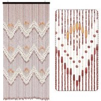 [아마존]Osunnus Boho Bamboo Beaded Curtain 35.5 x 75 Inches 52 Strands Handmade Hanging Wooden Door Bea