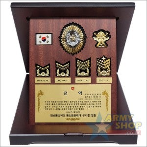 [대형조개패 모델 A115] 세로형 - 육군휘장 근속30주년기념 나무상패 (육군 간부휘장, 육군 원사 30주년, 육군 준위 30주년, 전역, 진급, 전출, 재직기념패)