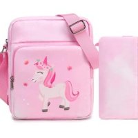 [아마존]JIANYA 여아용 유니콘 지갑 아동용 작은 크로스바디 백 어린 소녀 지갑 및 지갑 세트, 라이트 핑크