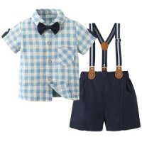[아마존]SOLOYEE 남자 아기 옷 정장 유아 드레스 셔츠 나비넥타이 긴 소매 유아 의상 정장 옷 세트, Z 블루