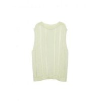 MATIN KIM CROCHET KNIT VEST IN LIGHT GREEN