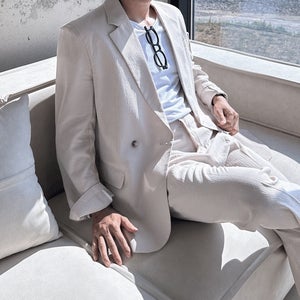 [M~XL]엔버 남자 쿨링 엠보 린넨 수트 정장 셋업 세트