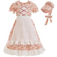 FCCAM Pioneer Dresses 여아용 식민지 드레스 코스튬 반소매 프레리 드레스 앞치마