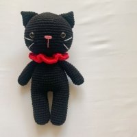 [1300k][개달당] 개달당 올블랙 검정 고양이 애착인형 고양이장난감 뜨개인형