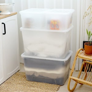 보노하우스 포터 리빙박스 52L 1개 대용량 반투명 팬트리 대형 장난감 옷 정리 수납 다용도 공간박스