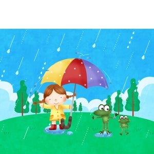D3050 우산 현수막 / 봄비 빗방울 어린이집 유치원 장마 현수막 제작