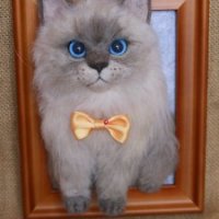 양모펠트 완제품 3D액자 고양이 초상화 프라이빗 커 -F 댕댕이