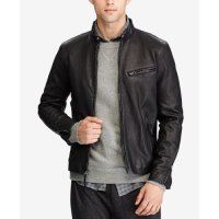 Polo Ralph Lauren Mens Cafe Racer Leather Jacket