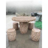 정원 돌 테이블 의자 세트 원형 석재 인테리어 공원