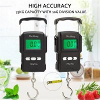 LCD 디지털 디스플레이 행잉 후크 저울 낚시 여행용 측정 테이프 75kg 10g 50kg 5g