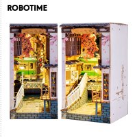 Robotime Rolife 사쿠라 nsya 책 구석 DIY 인형 집 Bookend 모델