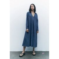 ZARA 자라 데님 임부복 원피스 오버핏 롱 주름