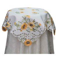 Creative Linens 해바라기 식탁보 자수 컷워크 테이블보 83 8x8 정품보장