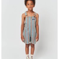 BOBO CHOSES 보보쇼즈 키즈 데님멜빵 Vertical Stripes denim short dungaree 123AC120 EFUIXX00069