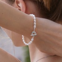 로아주 silver925 blossom pearl toggle bracelet