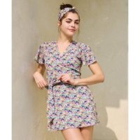 BONIDEE V A 커버업 랩 수영복 열대꽃 Wrap dress Tropical Flowers artirene