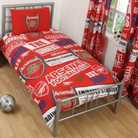 Arsenal FC Official 아스널 멀티컬러 싱글 이불 베개 커버 세트 135 x