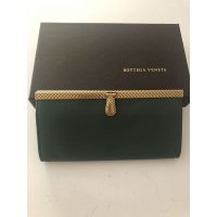 Bottega Veneta 여자용 그린골드 가죽 지갑