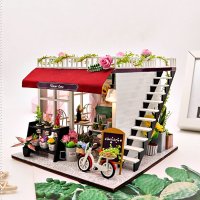 미완성 DIY Dollhouse 3D 퍼즐 미니어처 꽃 장난감 스마스 생일 선물