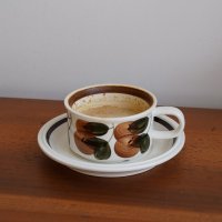 아라비아핀란드 과일 세라믹 빈티지 커피잔 찻잔세트  약간 갈색 아네모네 커피 컵과 접시 세트