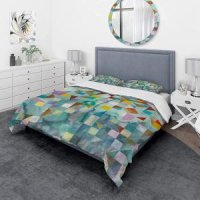 DesignQ Modern Patchwork 기하학적 이불 커버 세트