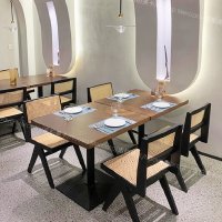 레트로 디자인 인테리어 라탄 원목 테이블 의자 세트 커피 티 카페 식당