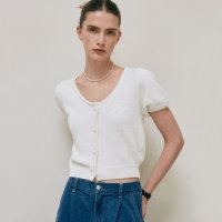 얀13 SCOOP NECK PUFF CARDIGAN