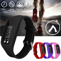 Sport Running Silicone Pedometer Calorie Step Counter Digital Watch Bracelet