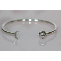 여자판도라팔찌80017083 PANDORA Moon Stars Open BANGLE BRACELET 7 5 HINGED BOX BAGT 599120C01 2