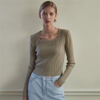 얀13 RIBBED SQUARE SLIM KNIT LIGHT