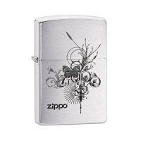 지포 라이타 ZIPPO 24800 Butterfly-Artsy Design 나비 나비 브러쉬 크롬 광택 제거 로고 FULL SIZE LIGHTE