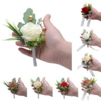 꽃 코사지 코르사주 웨딩 부토니에 악세사리 인공 단추 구멍 결혼식 신랑 Boutonniere 꽃다발 팔찌 신부 들