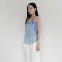 포허 SHEER HALTER NECK PATTERN TOP SORA CHARCOAL