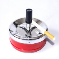 Ashtray Stylish Metal Windproof Press Rotating Lid Home Office Hotel Smoker Gift