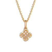 N63065 Effy ENY 14K Yellow Goldplated Sterling Silver & 0.07 TCW Diamond Clover Pendant Necklace