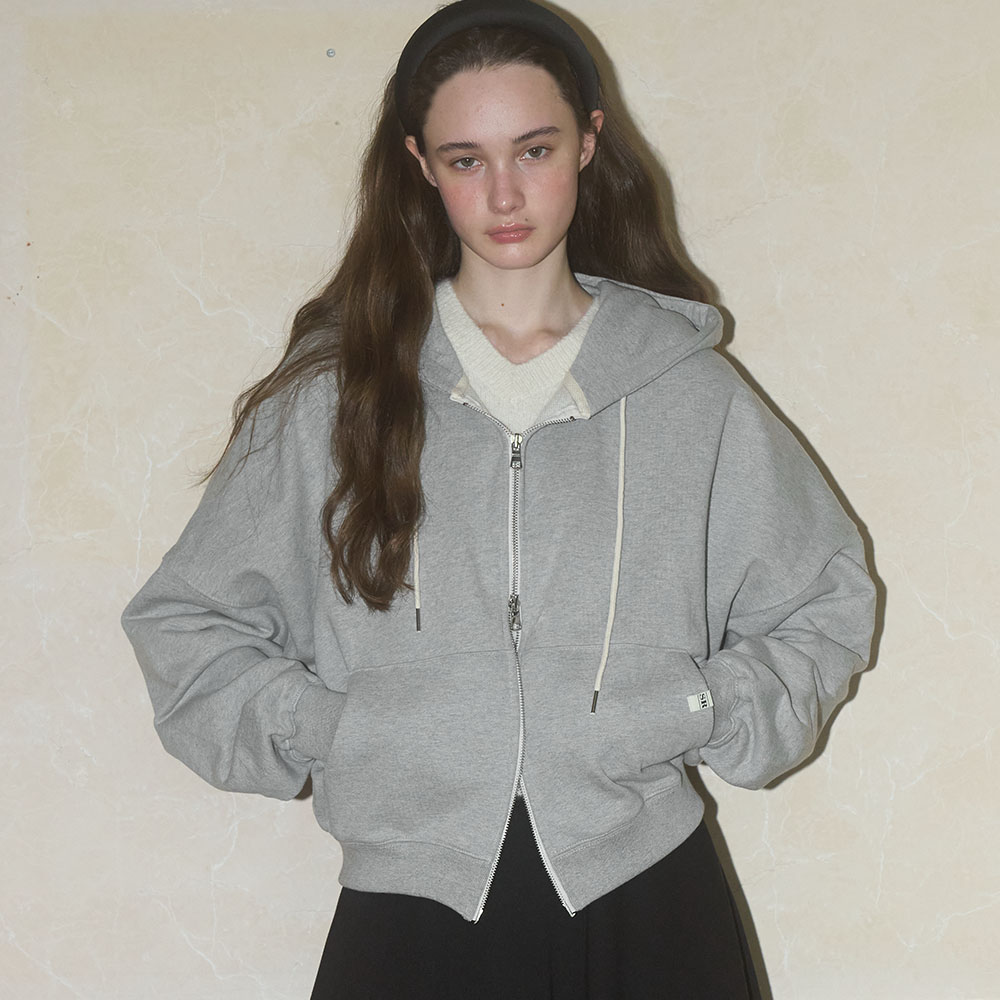 [쏘이르] [29cm단독]CROP HOOD ZIPUP - GREY