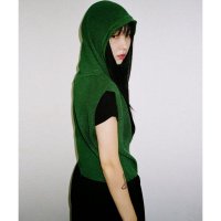 PIECE MAKER EX KNIT HOOD VEST GREEN