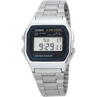 CASIO 남성 클래식 디지털 스테인레스 스틸 팔찌 시계 알람 스톱워치 자동 달력 기능 조정 가능한 클래스 프락 방수