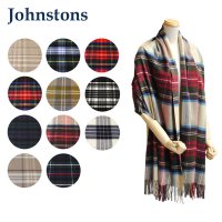 Johnstons 존스턴스 대형 머플러 Cashmere Tartans 체크 캐시미어 100 남성용 여성용 WA000056