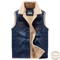 남자 청 조끼 카라 겨울 뽀글이 빈티지 클래식 기모 청 조끼 vest