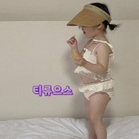 레이스펀칭 투피스 유아 민소매 수영복 북유럽 아기수영복 티류으스